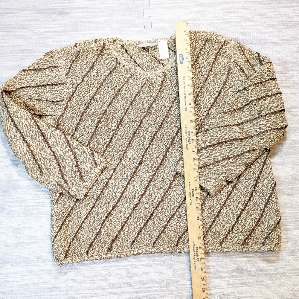 Vntg Liz Claiborne Oversized Knit Sweater Wool Blend, Ribbon Striped, Cozy Med - Picture 4 of 9